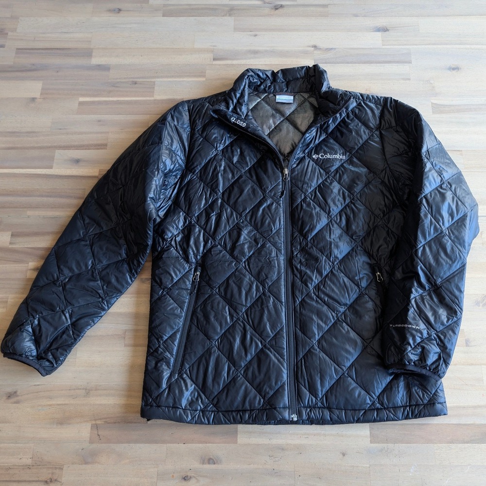 Columbia Mens Omni-Heat 650TD TurboDown Puffer Jacket Black Diamond Quilt Medium